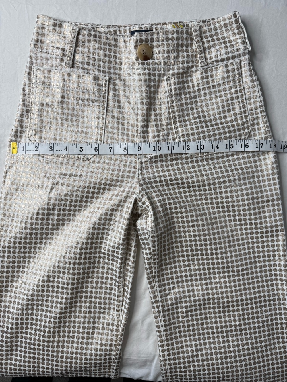 Anthropologie Maeve Colette Metallic Dot Cropped Wide Leg Pants 26T Gold - Picture 10 of 15